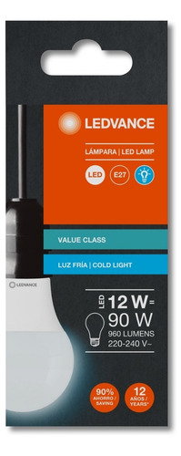 Caja X 10 Lámparas Led Value Classic A 12w Ledvance Osram Color de la luz Blanco frío