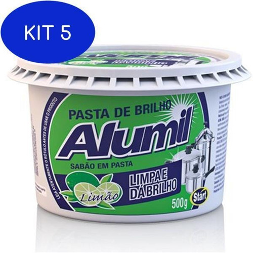 Kit 5 Pasta De Brilho Alumil Limao 500 Gramas Start