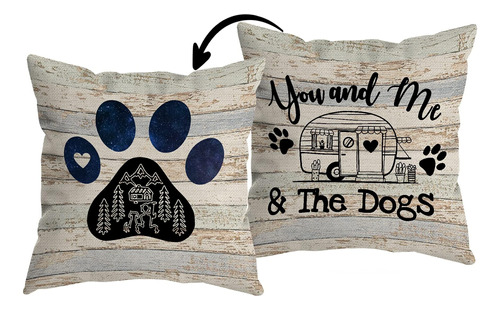 Huyaw You And Me And The Dogs Dog Paw Camper Funda De Almoha