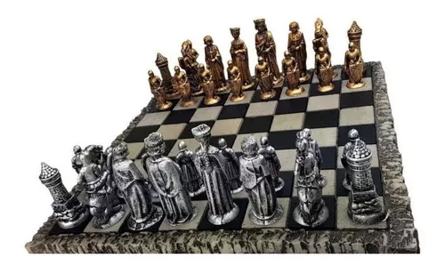 Novo jogo de tabuleiro de resina erneia, figura grande de xadrez em couro,  peças de jogo