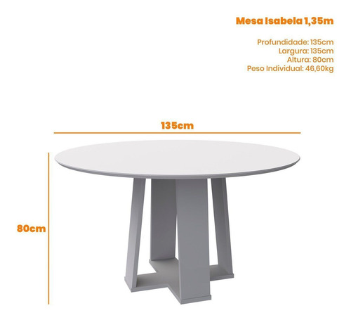 Mesa De Jantar Isabela 135cm Com 6 Cadeiras Amanda Jj