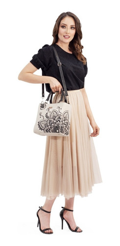 Imagen 5 de 7 de Bolsa De Piel Con Bordado Artesanal Mandala Bolso Moda Dama