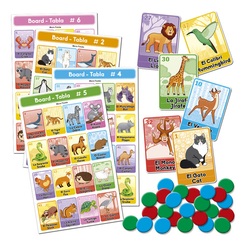 Loteria Infantil De Animales Bilingüe Didactica - 10 Tablas