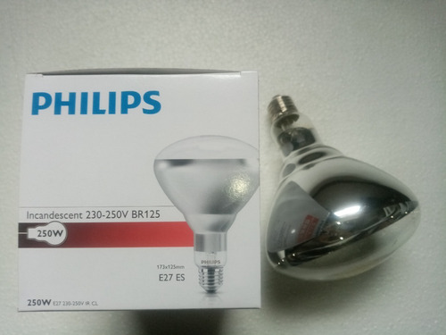 Lámpara Infrarroja Philips 250v. 250w. Br 125 Ir 250 E27