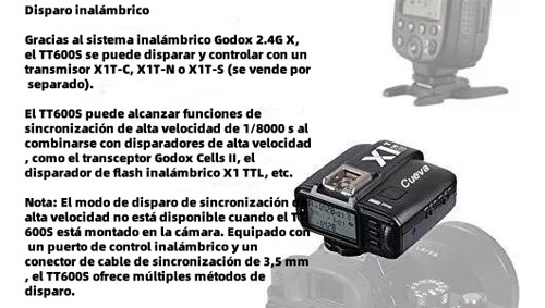 Godox Tt600s Gn60 2.4g Flash Speedlite Para La Cámara Réflex Color Black