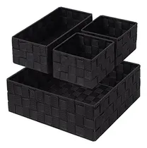 Comprar Organizadores De Ropa Interior Tejida Juego De 4 Negro