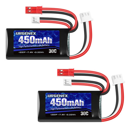 Urgenex Batera Lipo De 7.4 V 2s 30c 450 Mah Recargable Lipo