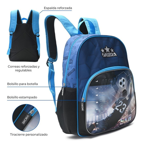Mochila Skora Futbol Dibu 23 Argentina 16 Pulgadas Escolar Diseño De La Tela Estampado