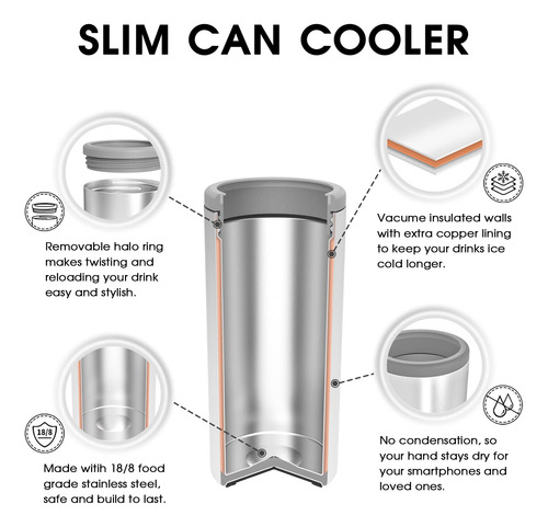 Can Cooler Tiluck Skinny For Slim Beer & Hard Seltzer 355 Ml