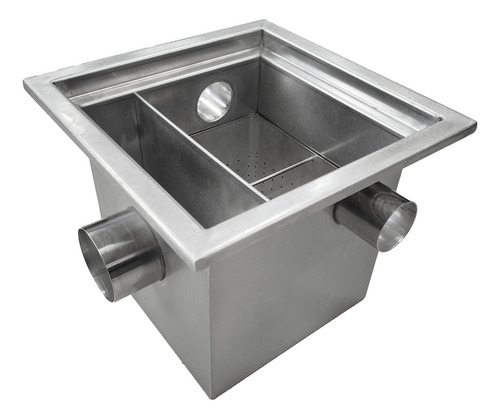 Caixa De Gordura Em Aço Inox - 30x30x20 Cm Cor Cinza