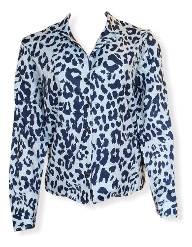 Blusa Para Dama Leopardo En Cuello V Y Botones Mpb-522