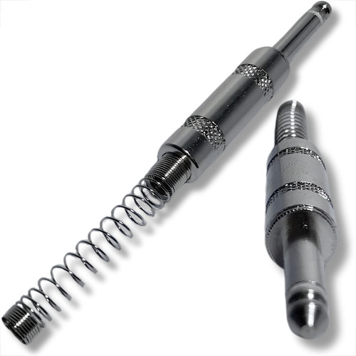 Plug P10 Conector Mono Metalico Guitarra Violão Baixo Niquel