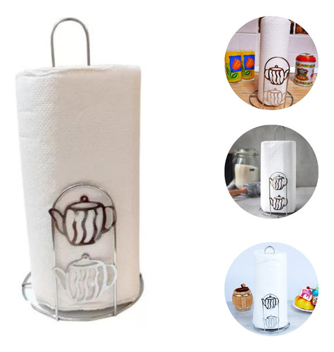 Suporte Rolo De Papel Toalha De Mesa Cor Prata Aço Inox