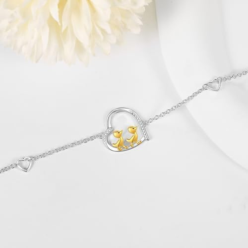 Jerwli Pulsera De Pato De Plata De Ley Con Eslabones De Pato