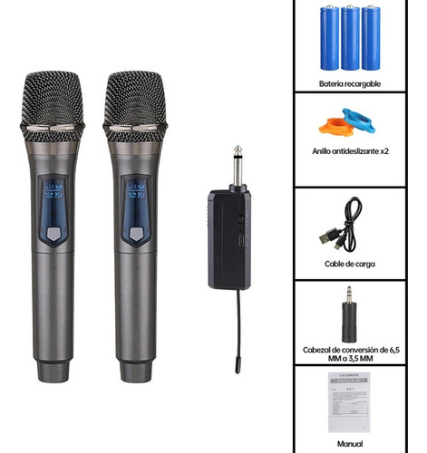 Microfonos Gc W2 Universales Mano 2 Inalambrico Receptor Uhf