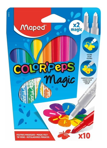 Marcadores Maped Magic X10 8 Colores + 2 Cambia Color