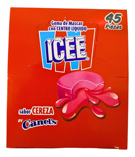 Icee Goma De Mascar Centro Liquido Sabor Cereza (45 Chicles)
