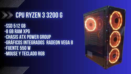 Torre Cpu Ryzen 3 3200 G 8gb 512 Gb Rx 580