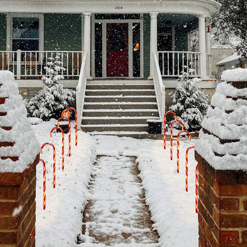 Luces De Bastón De Caramelo De Navidad 10 Piezas De Bastones