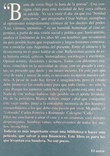 Luz, Cámara, Memoria, Historia Social Del Cine Argentino