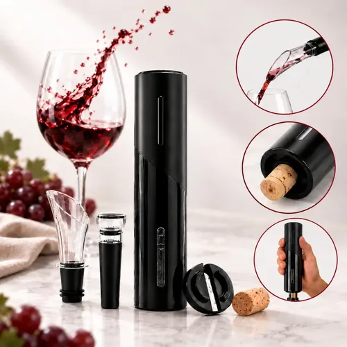 Abridor De Vinho Eletrico Usb Recarregavel Saca Rolha