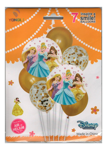 Globo Set Princesas 7 Piezas Cenicienta, Rapunzel 