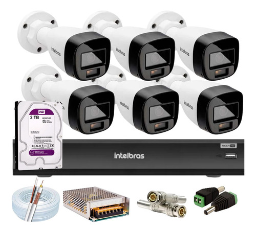 Kit Intelbras 6 Full Color 1220b G 7 Dvr Imhdx 3008 C/2 Tera