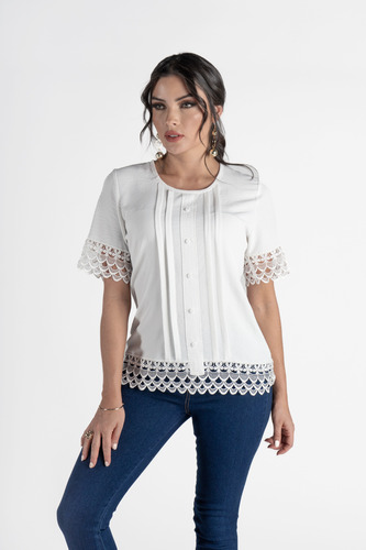 Blusa Dama Blanco Manga Corta Mundo Terra 146612