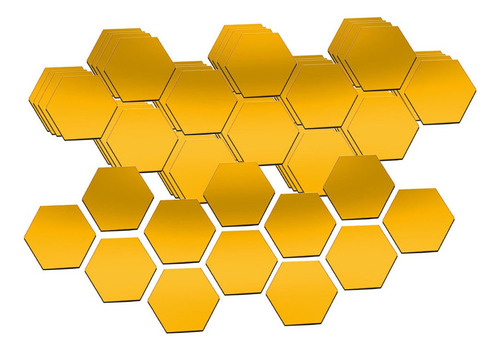 60 Piezas 3d Pegatinas De Pared De Espejo Hexagonal