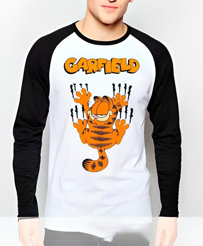 Polera Garfield Manga Larga Estampada Dtf Cod 001