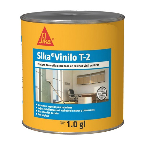 Sika Vinilo T2 Blanco Pintura Decorativa Resina X 1 Gal.