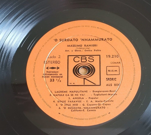 Vinilo Massimo Ranieri O Surdato Nnammurato (Usado)
