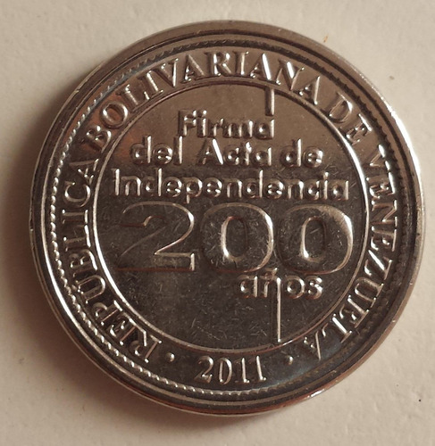 Imagen 1 de 2 de Moneda Venezuela 25 Céntimos 2011 Conmemorativa 200 Años Unc