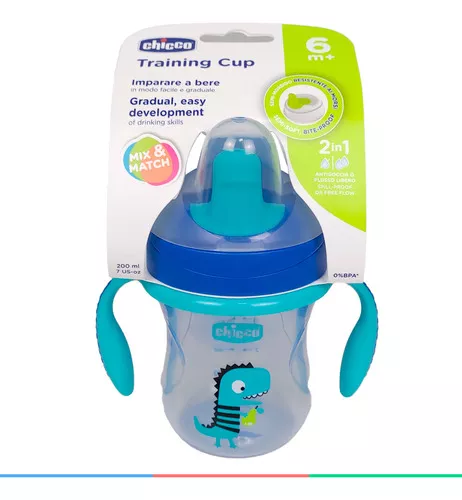 Vaso para bebés con aza antiderrame Chicco Training Cup color blue