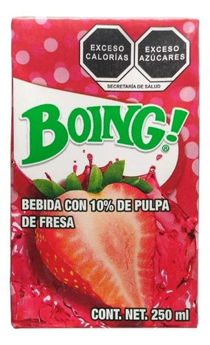 24 Pzas Bebida Boing Con 10% De Pulpa De Fresa 250 Ml