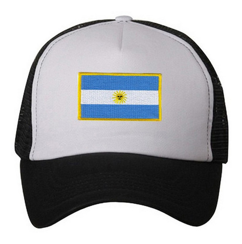 Gorra Bordada Trucker Bandera Argentina Borde Dorado