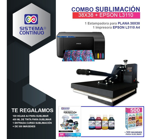 Maquina Estampar Sublimar Remeras Sublimacion 38x38 Epson A4