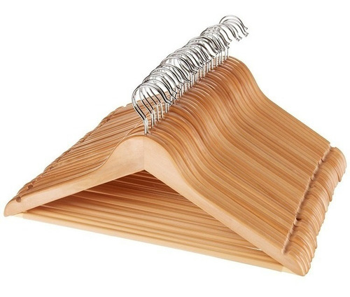 Imagen 6 de 8 de Perchas De Madera Lustrada Exahome Elegante Pack 256 Unid