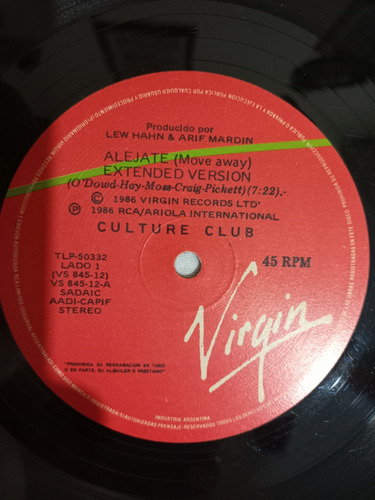 Vinilo Maxi Culture Club Move Away Extended (Usado)