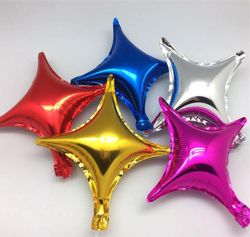 30 Globos Metalicos Estrellas De 4 Puntas # 10 25 Cm Centro
