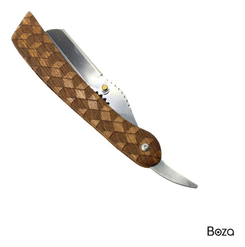 Porta Navaja Barbero Acero Inox Madera Peluquero Diseño Plus
