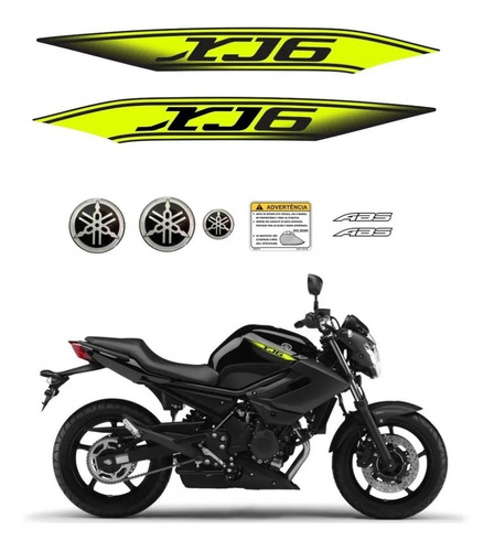 Kit Adesivos Emblemas Moto Para Yamaha Xj6 2011 2012 18289 Cor AMARELO FLUORECENTE