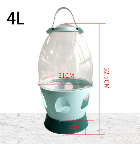 Bebedero De Agua Para Palomas 4l Verde 32.5cmx21cm