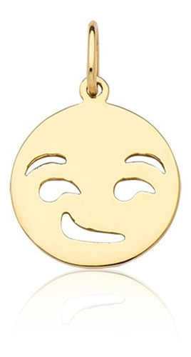 Pingente Emoji Sorriso Malicioso Ouro 18k