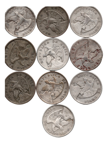 Monedas De Platas Chilena Para Fundir Dañadas 10 Unidades