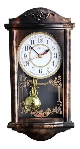 comprar Relógio Analógico De Parede Rústico Lindo Pêndulo Ativo 38cm