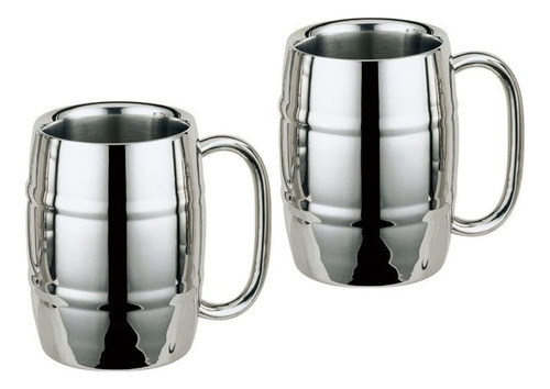 2 Copos de Aço Inoxidável Barril Cor Fix 500 mL