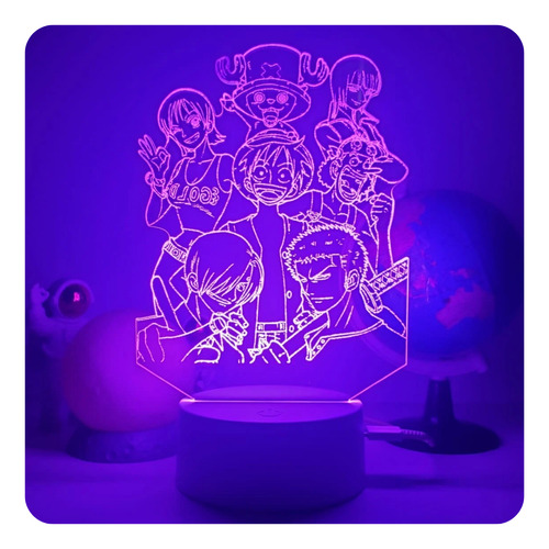 Luminária Led 16 Cores One Piece Zoro Luffy Sanji Embarcação Estrutura Branco