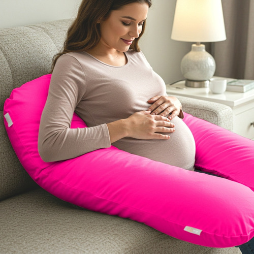 Travesseiro Gestante Gigante Grávida Almofada Estampada Cor Pink