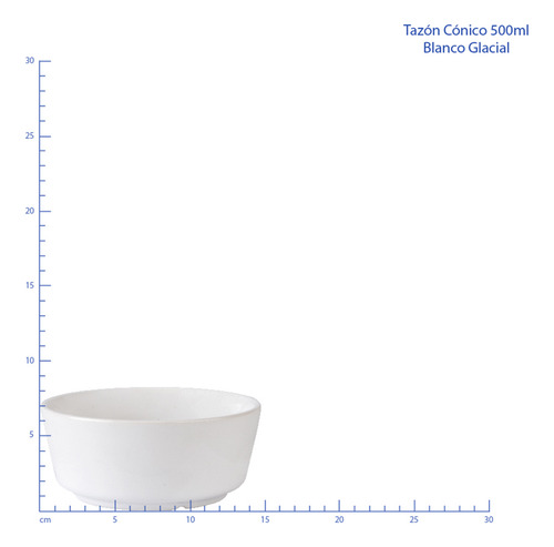 Tazón Redondo Glacial Santa Anita Blanco 550 Ml (6 Pzas) Blanco